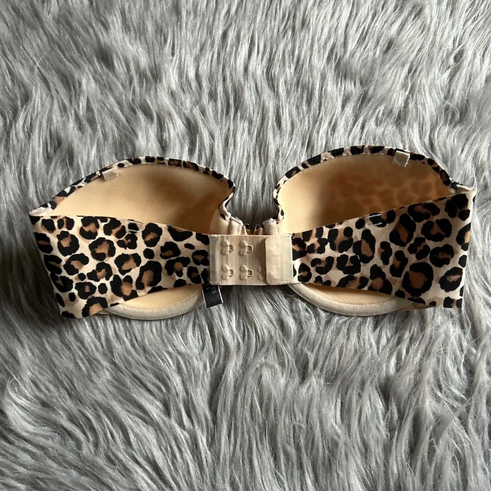 Victoria's Secret‎ Strapless Lightly Lined Bra Womens Size 32D Brown Leopard